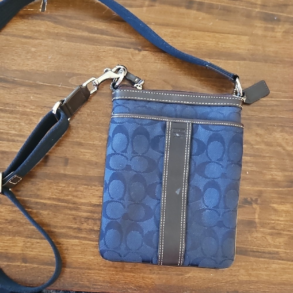 Coach Blue and Brown Crossbody Bag